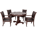 Hathaway Bridgeport 48-in Poker Table and Dining Top with 4 Arm Chairs - Walnut Finish